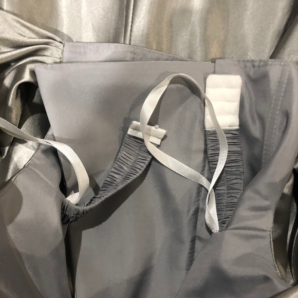 Off Shoulder Bridesmaid Prom Side Slit Satin Formal Evening with Pockets Dress - Picture 11 of 13